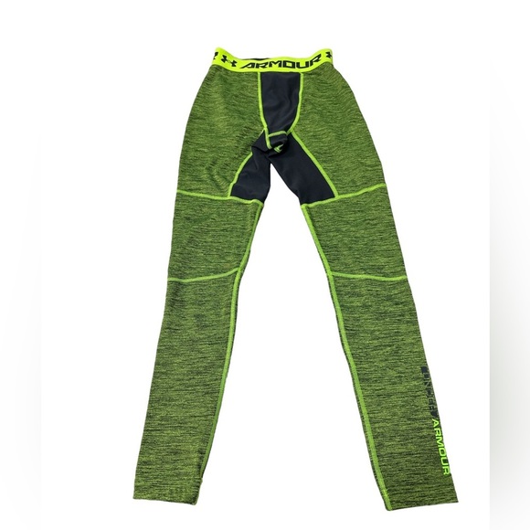 Under Armour Women’s ColdGear Compression Leggings Gr /Blk Sz Small Excellent - Picture 1 of 3